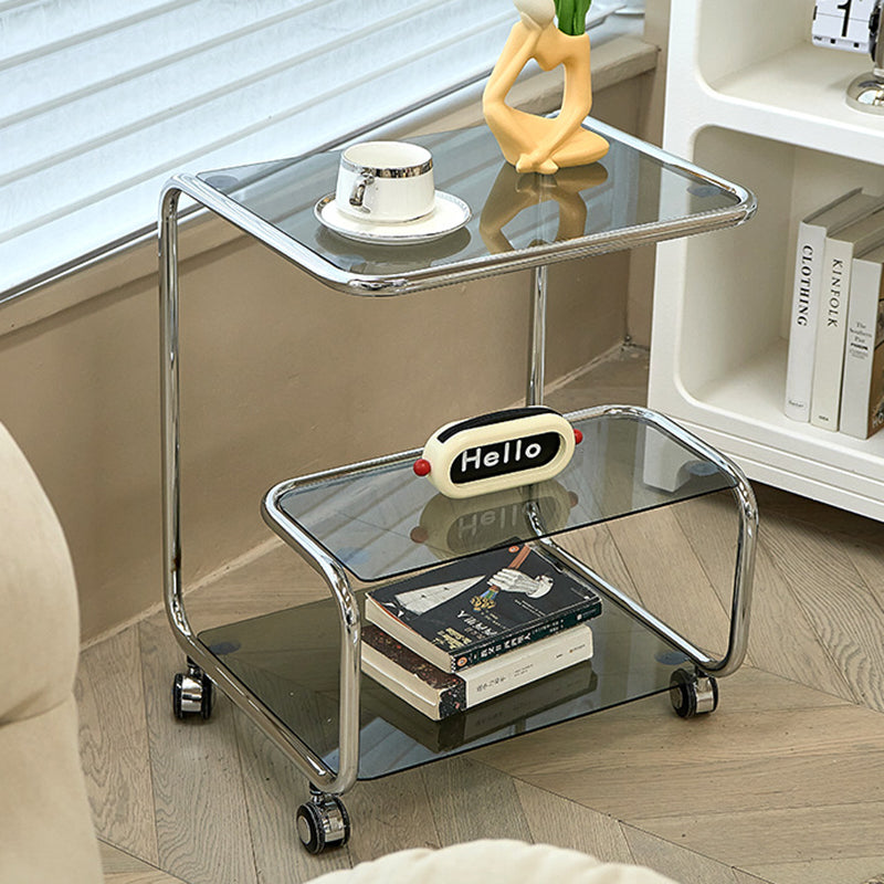 Modern Stainless Steel Glass 3-Tier End Table