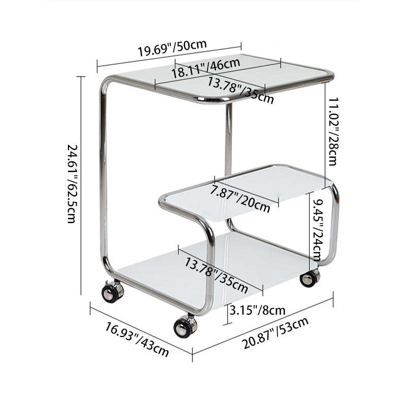 Modern Stainless Steel Glass 3-Tier End Table
