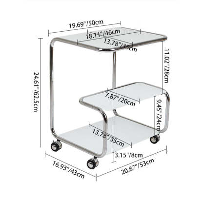 Modern Stainless Steel Glass 3-Tier End Table
