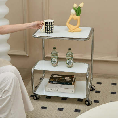 Modern Stainless Steel Glass 3-Tier End Table