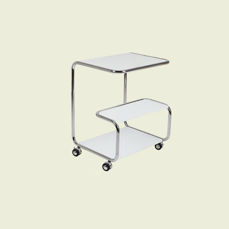 Modern Stainless Steel Glass 3-Tier End Table