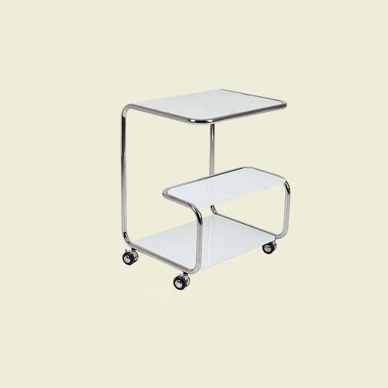 Modern Stainless Steel Glass 3-Tier End Table