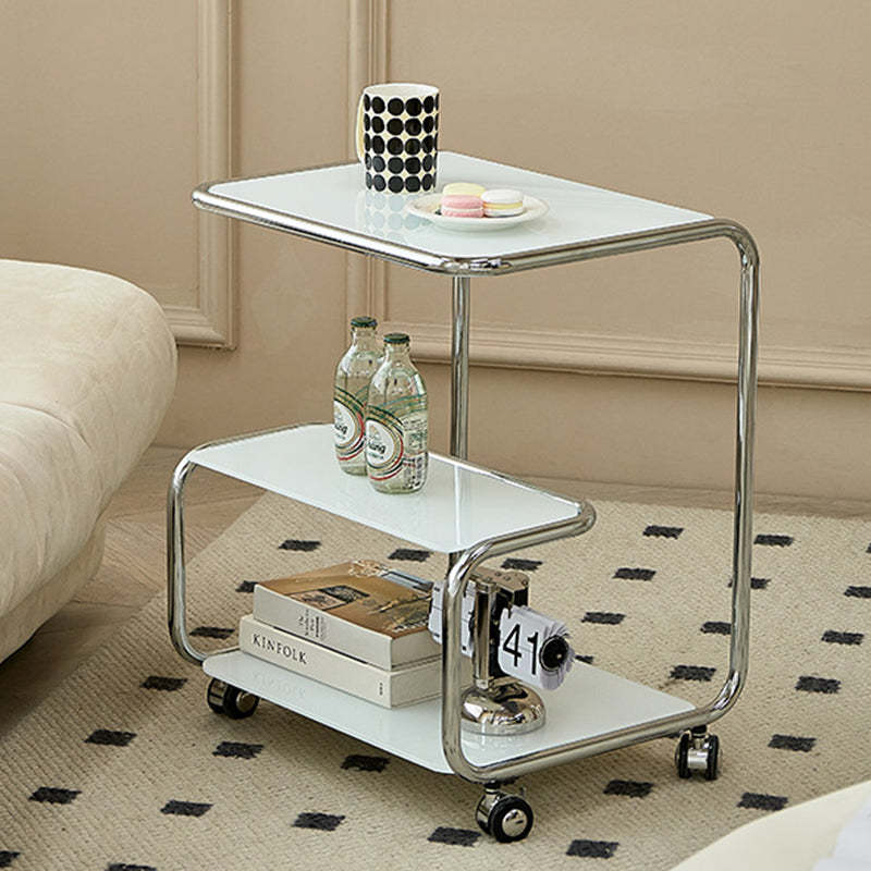 Modern Stainless Steel Glass 3-Tier End Table — Smoky Gary