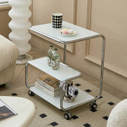 Modern Stainless Steel Glass 3-Tier End Table