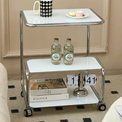Modern Stainless Steel Glass 3-Tier End Table