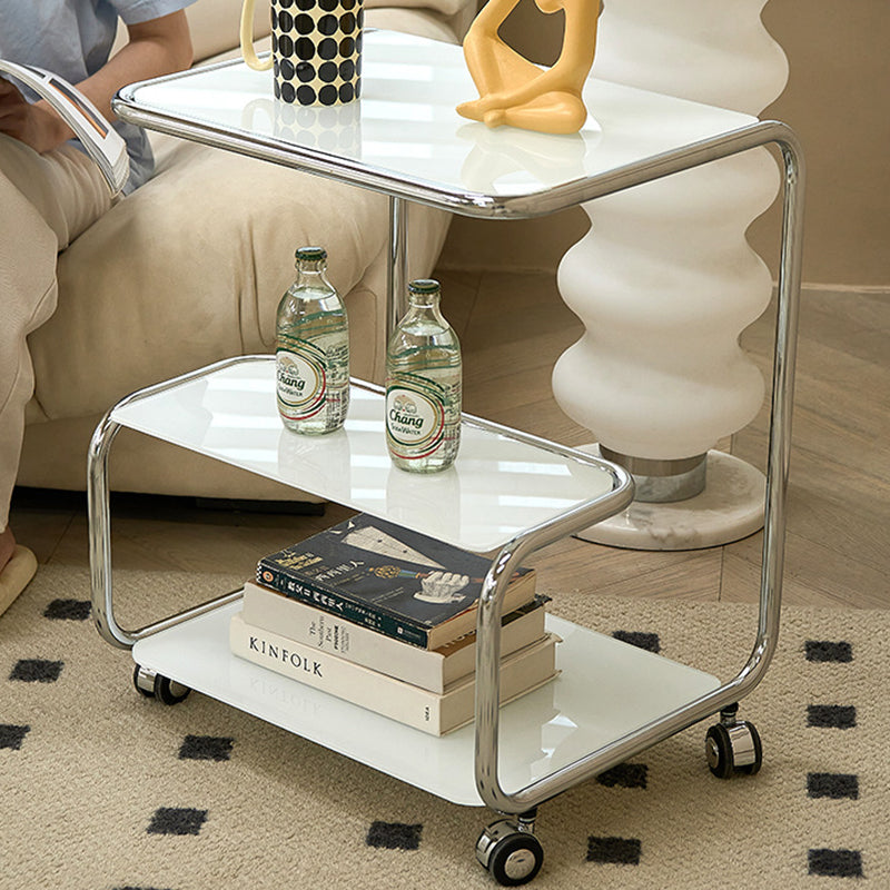 Modern Stainless Steel Glass 3-Tier End Table