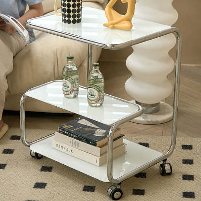 Modern Stainless Steel Glass 3-Tier End Table