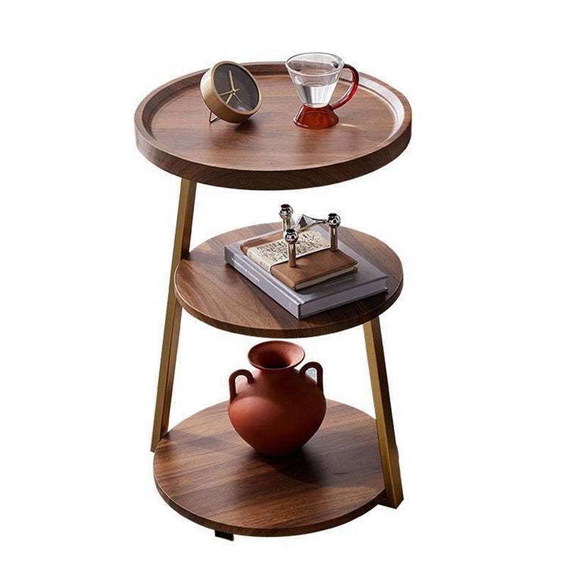 Minimalist Metal Wood 3-Tier Round Coffee Table