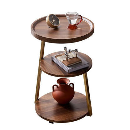 Minimalist Metal Wood 3-Tier Round Coffee Table