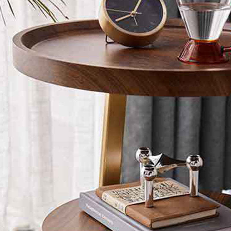Minimalist Metal Wood 3-Tier Round Coffee Table