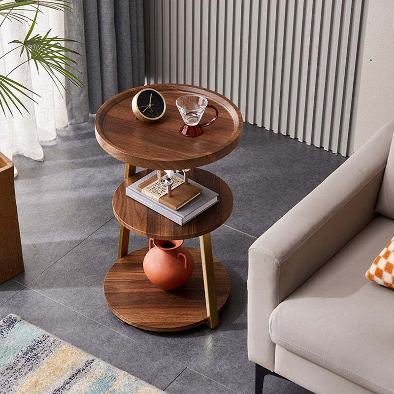 Minimalist Metal Wood 3-Tier Round Coffee Table