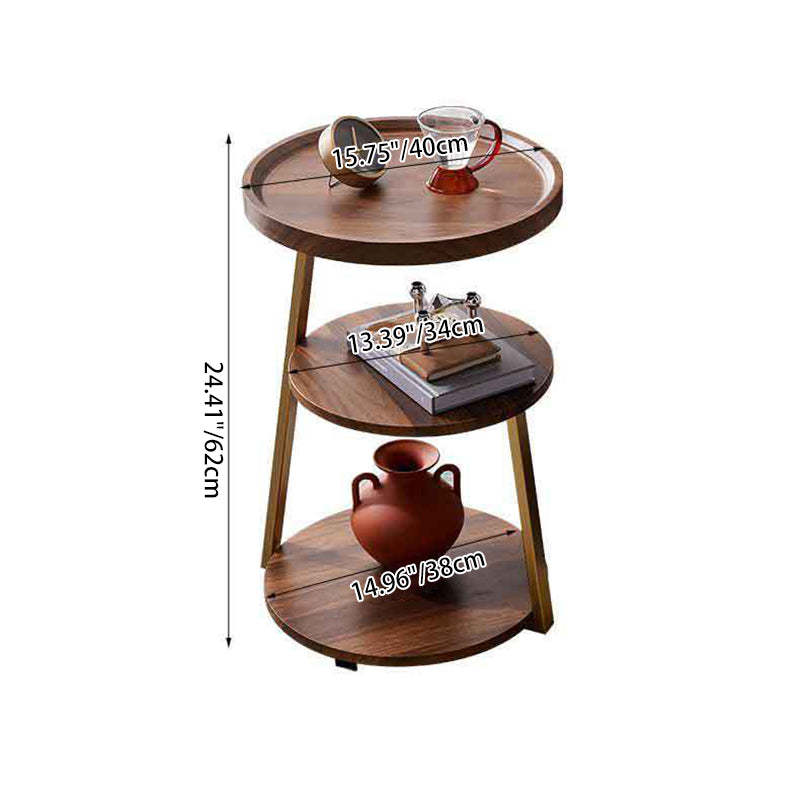 Minimalist Metal Wood 3-Tier Round Coffee Table