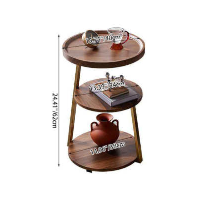 Minimalist Metal Wood 3-Tier Round Coffee Table