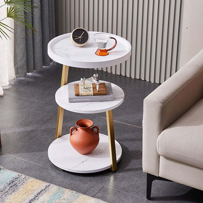 Minimalist Metal Wood 3-Tier Round Coffee Table