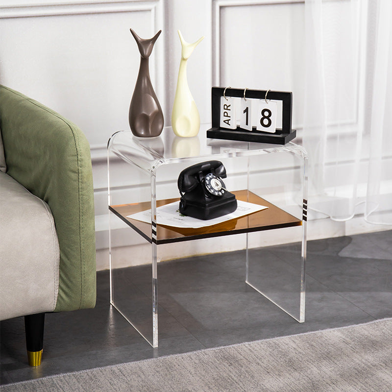 Minimalist Acrylic 2-Tier End Table — Teal Color
