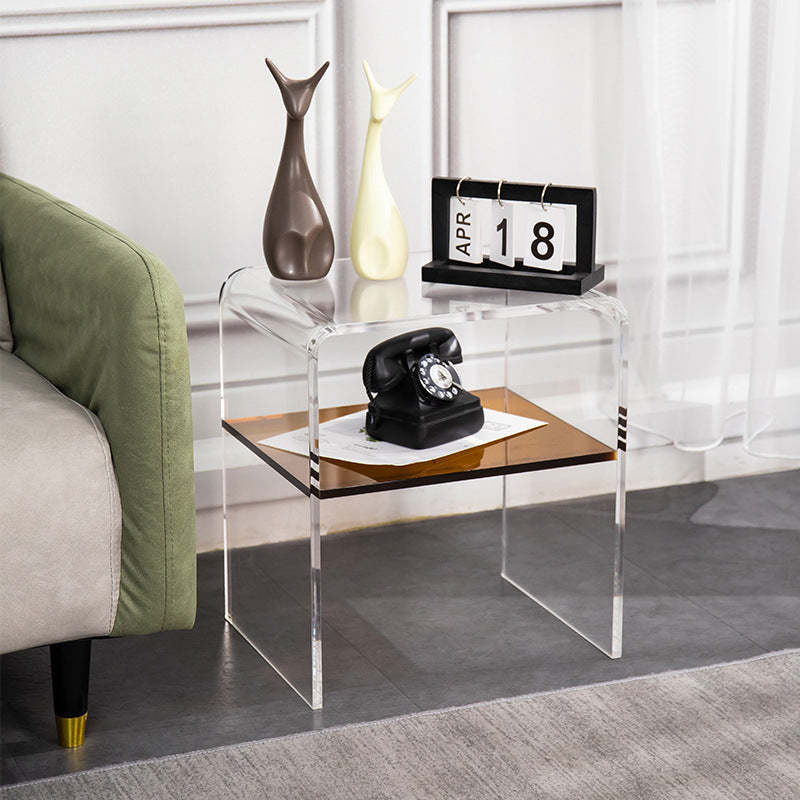 Minimalist Acrylic 2-Tier End Table — Teal Color