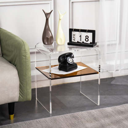Minimalist Acrylic 2-Tier End Table — Teal Color