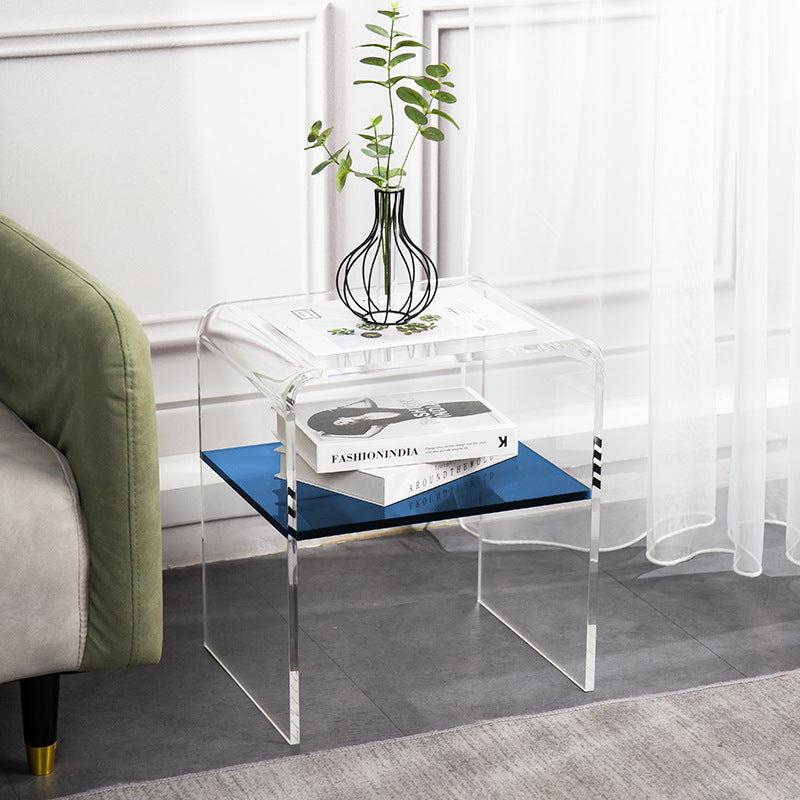 Minimalist Acrylic 2-Tier End Table — Bright Green