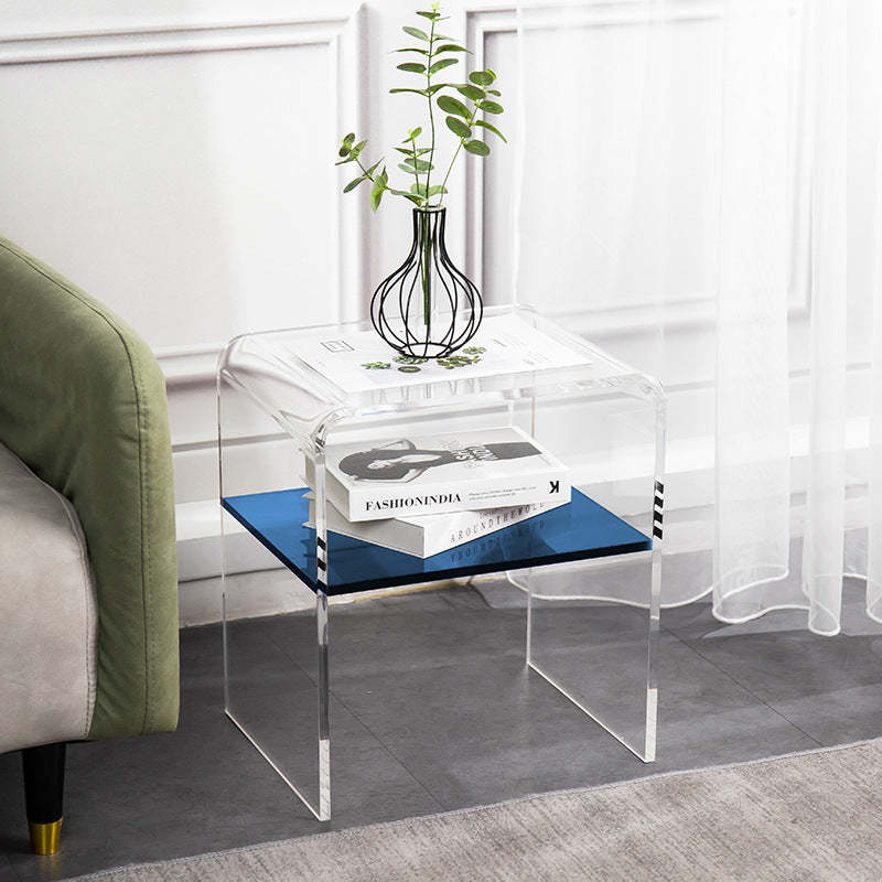Minimalist Acrylic 2-Tier End Table — Bright Green