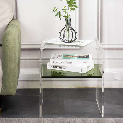 Minimalist Acrylic 2-Tier End Table — Navy Blue