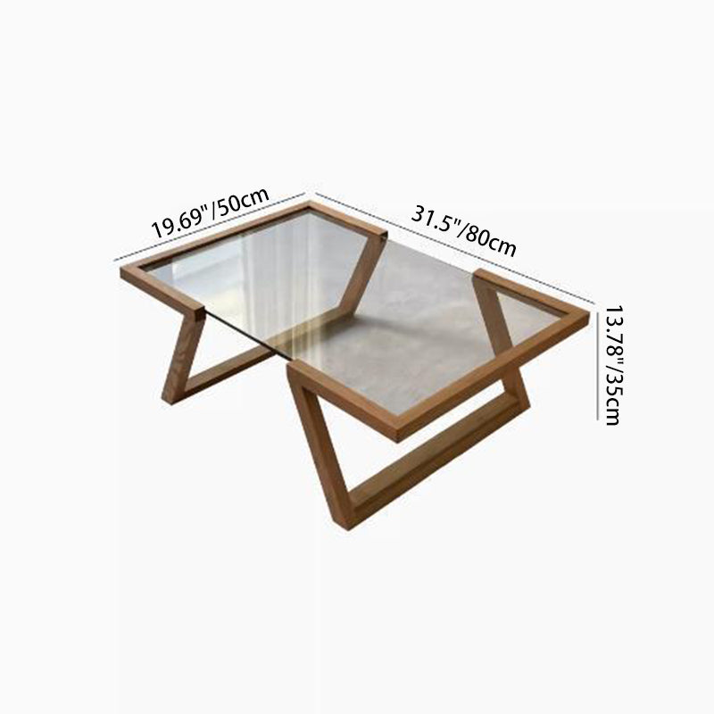 Art Deco Wood Glass Coffee Table