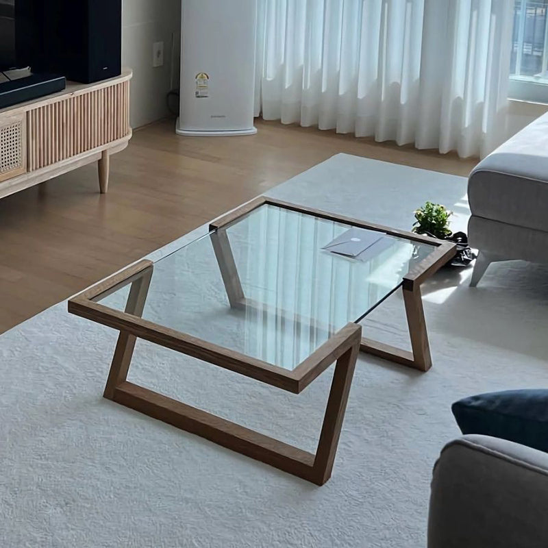 Art Deco Wood Glass Coffee Table
