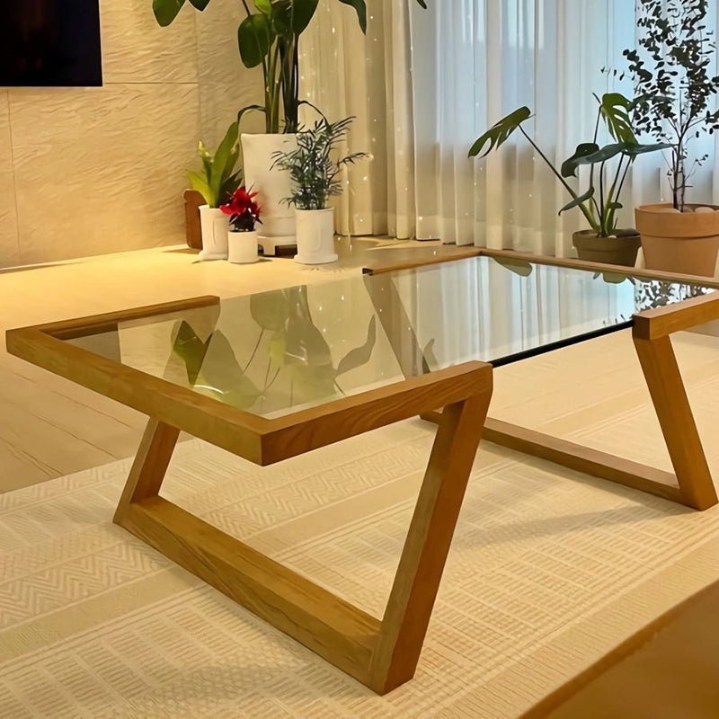 Art Deco Wood Glass Coffee Table