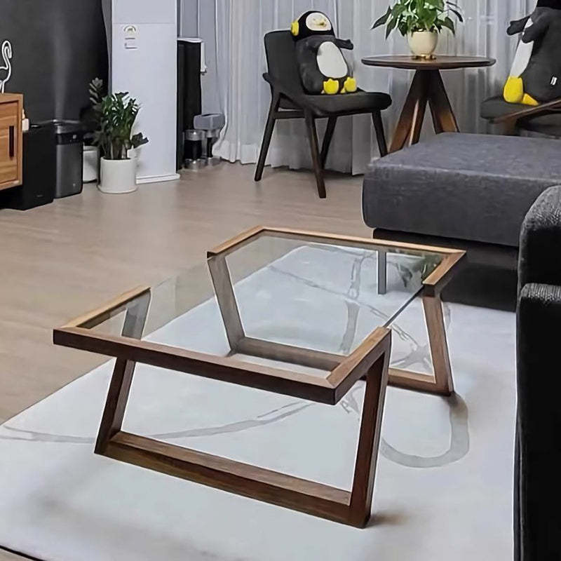 Art Deco Wood Glass Coffee Table