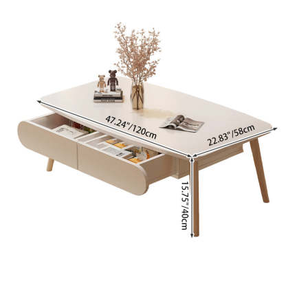 Minimalist Engineered Wood Beech 2-Drawer Coffee Table