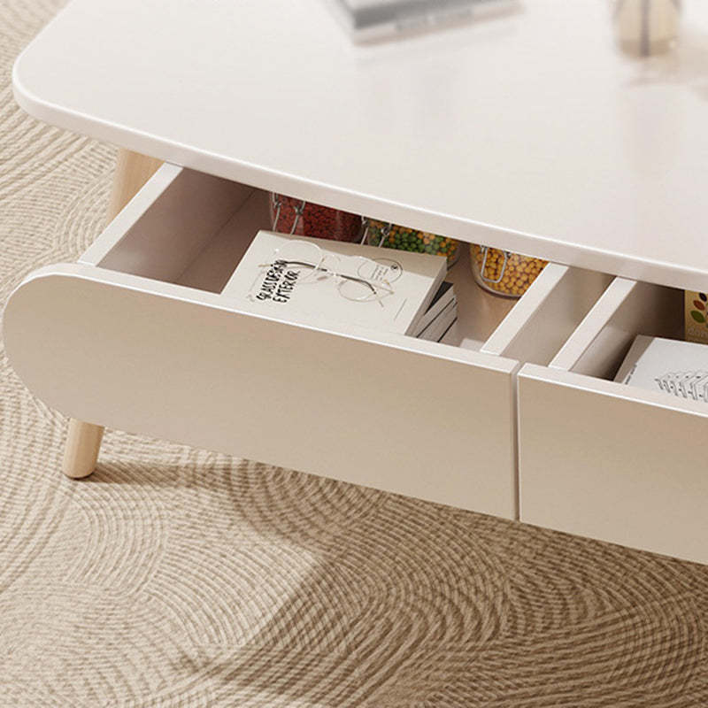 Minimalist Engineered Wood Beech 2-Drawer Coffee Table