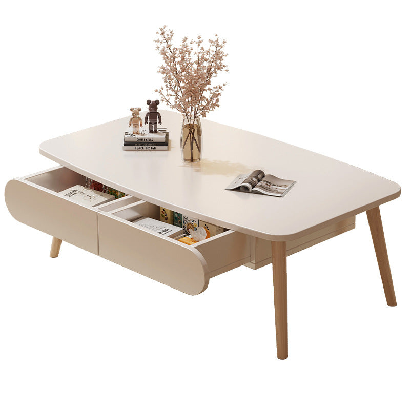 Minimalist Engineered Wood Beech 2-Drawer Coffee Table