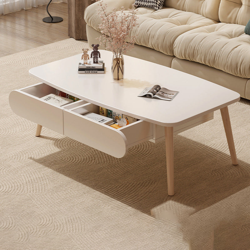 Minimalist Engineered Wood Beech 2-Drawer Coffee Table