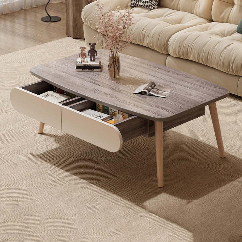 Minimalist Engineered Wood Beech 2-Drawer Coffee Table