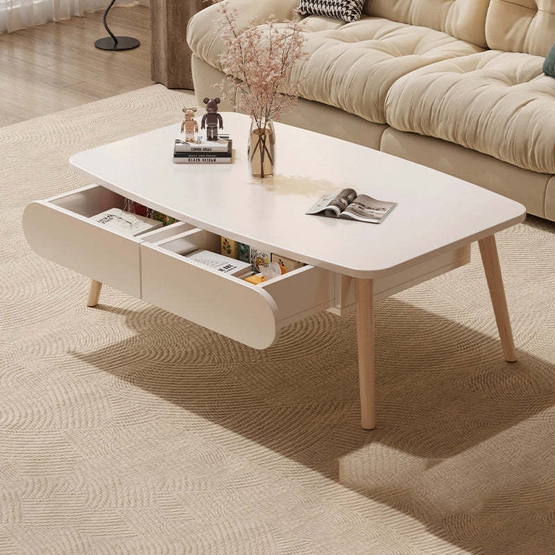 Minimalist Engineered Wood Beech 2-Drawer Coffee Table