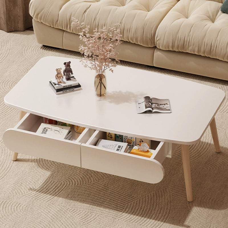 Minimalist Engineered Wood Beech 2-Drawer Coffee Table
