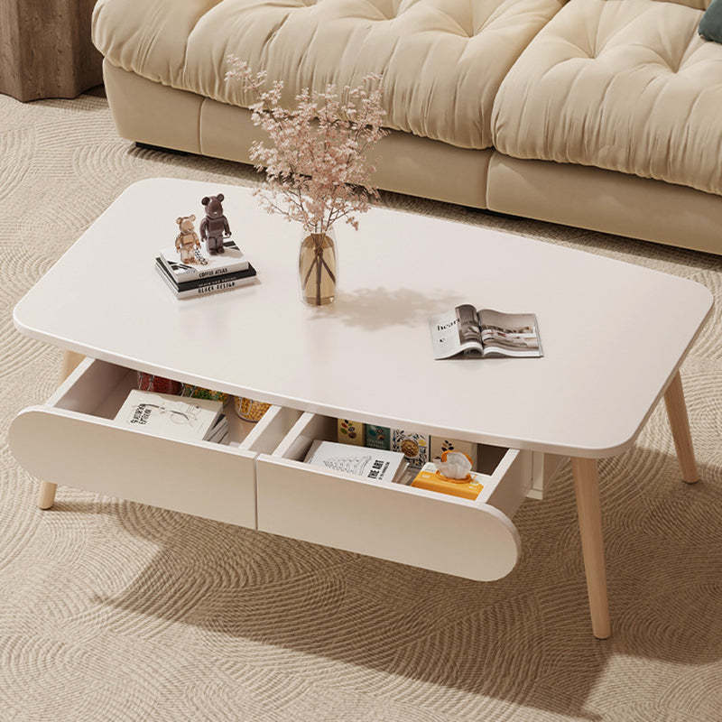Minimalist Engineered Wood Beech 2-Drawer Coffee Table