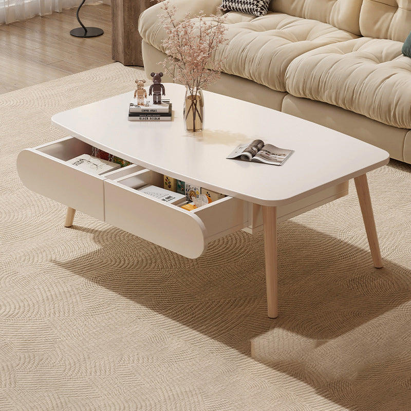 Minimalist Engineered Wood Beech 2-Drawer Coffee Table