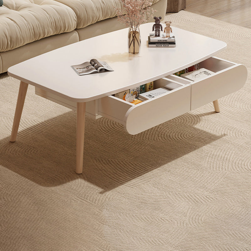 Minimalist Engineered Wood Beech 2-Drawer Coffee Table