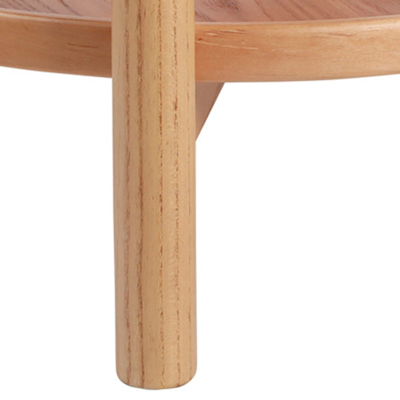 Japanese Engineered Wood Ash Round 2-Tier Coffee Table