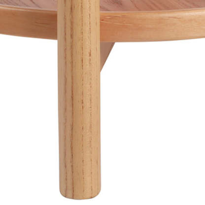 Japanese Engineered Wood Ash Round 2-Tier Coffee Table