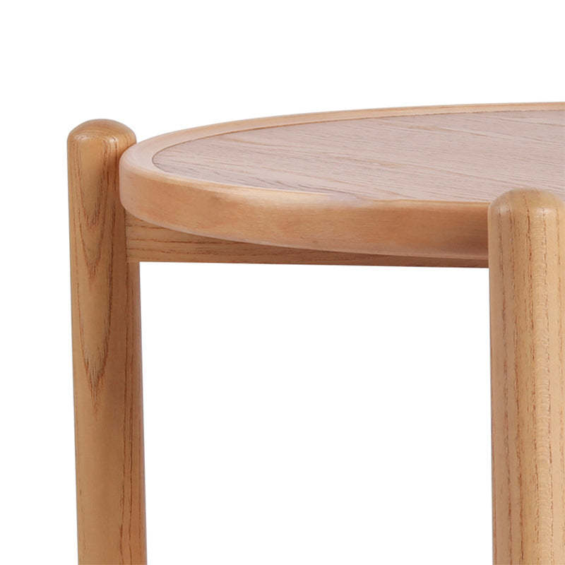 Japanese Engineered Wood Ash Round 2-Tier Coffee Table