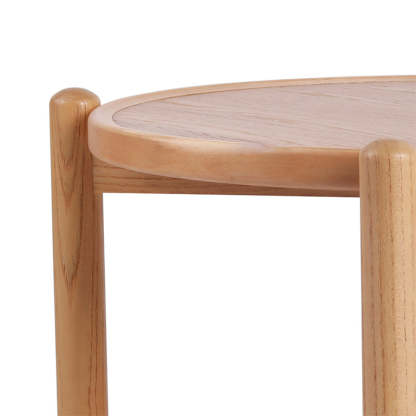 Japanese Engineered Wood Ash Round 2-Tier Coffee Table