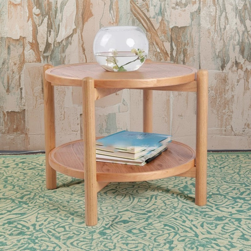 Lighom ash round wood coffee tables for living room
