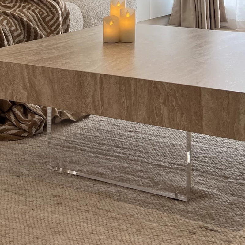 Minimalist Rock Slab Acrylic 1-Tier Coffee Table