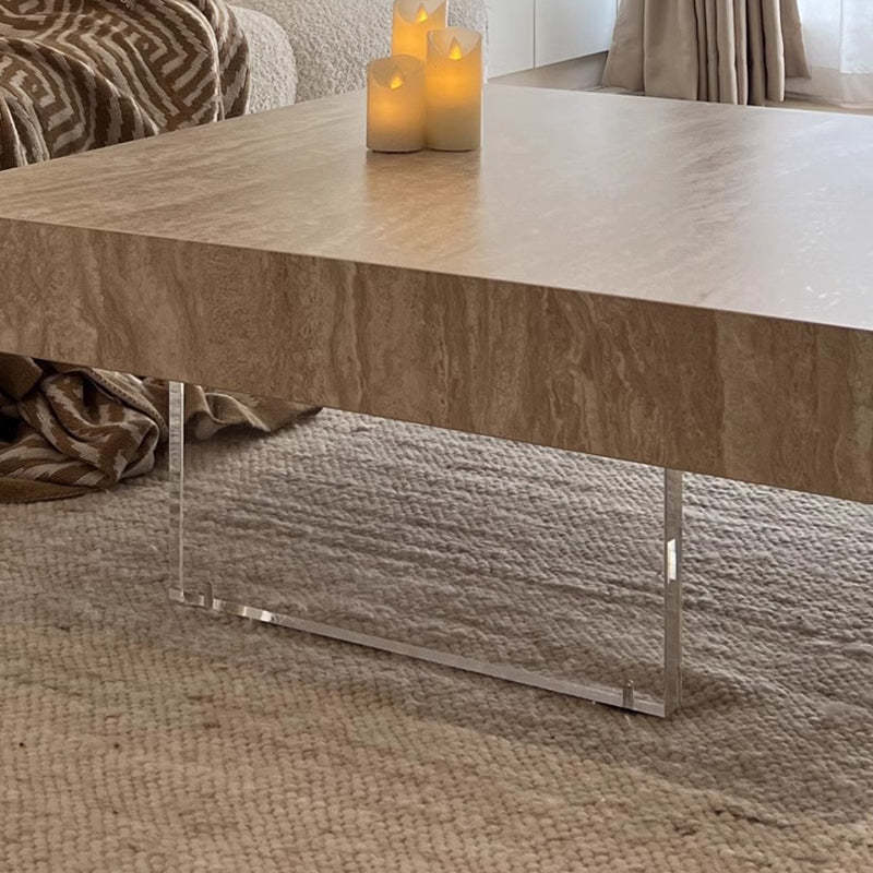 Minimalist Rock Slab Acrylic 1-Tier Coffee Table