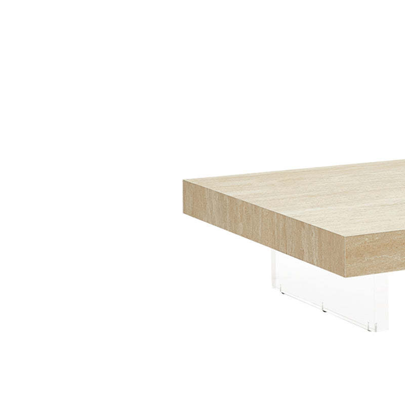 Minimalist Rock Slab Acrylic 1-Tier Coffee Table