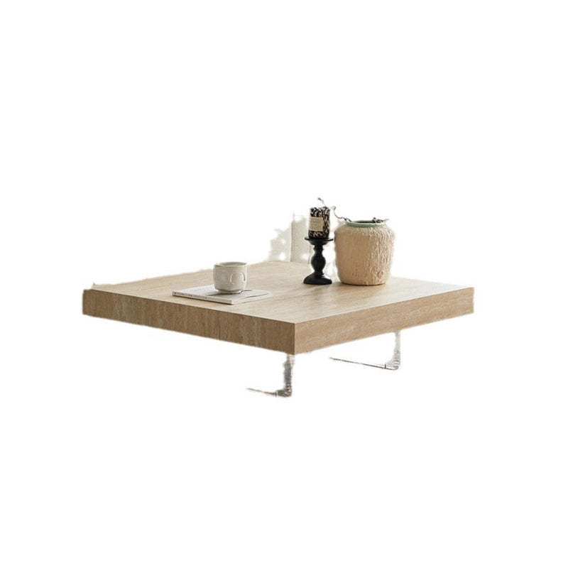 Minimalist Rock Slab Acrylic 1-Tier Coffee Table