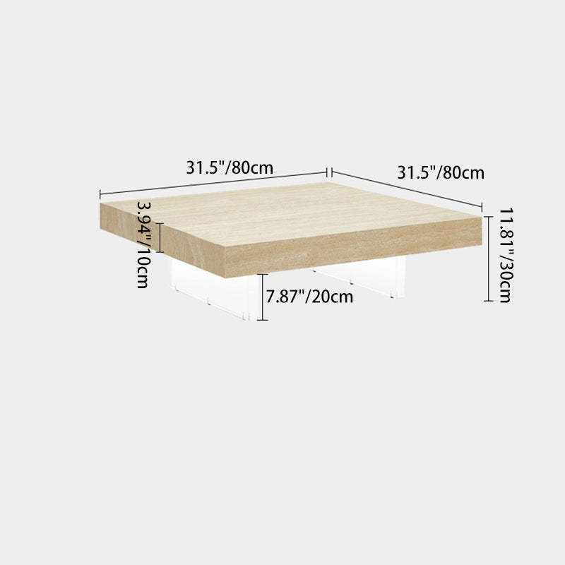 Minimalist Rock Slab Acrylic 1-Tier Coffee Table