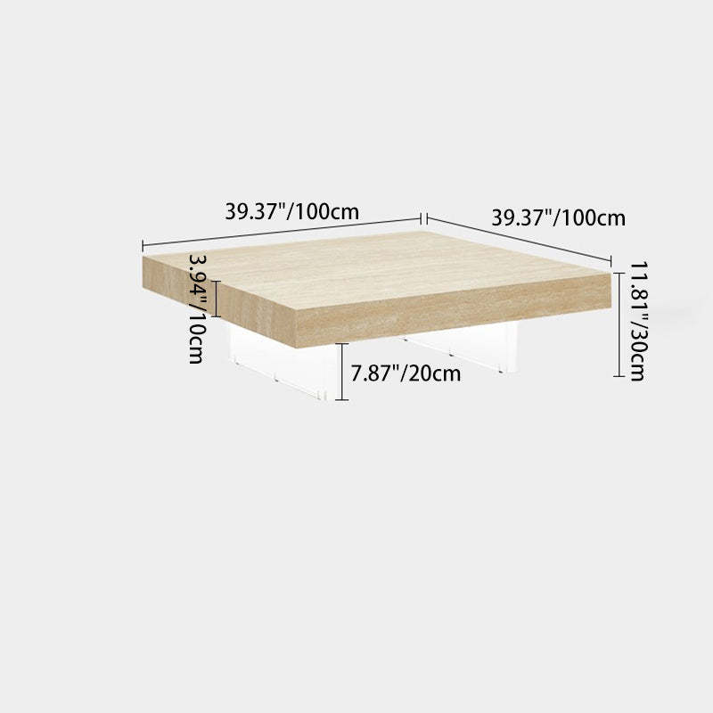 Minimalist Rock Slab Acrylic 1-Tier Coffee Table