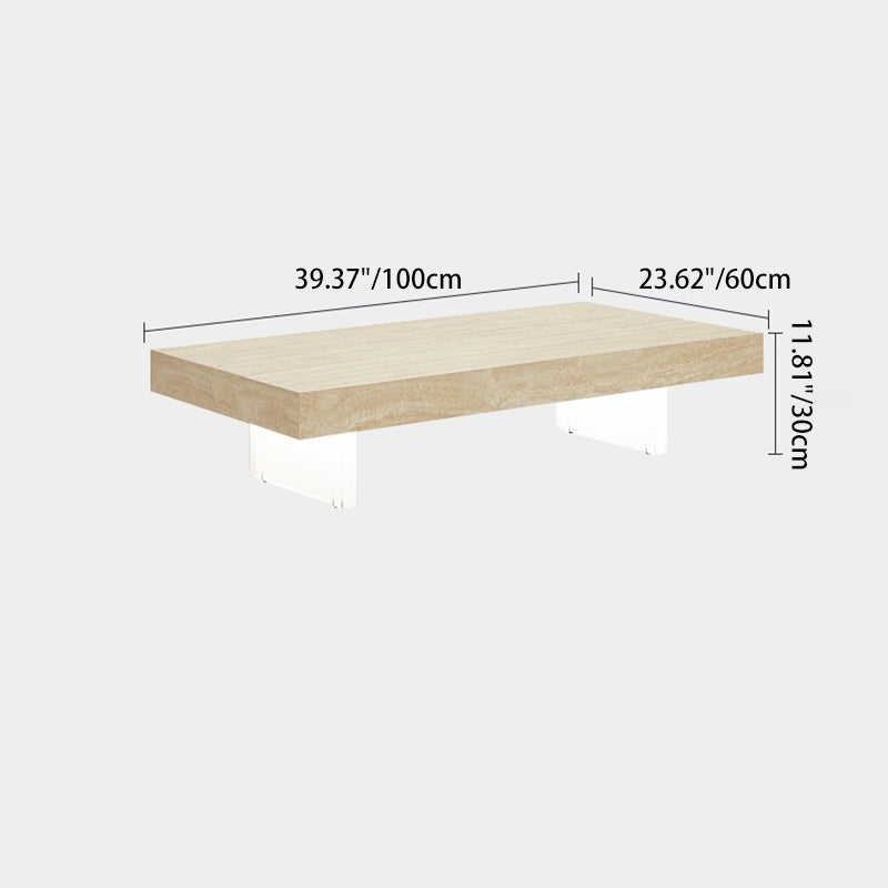 Minimalist Rock Slab Acrylic 1-Tier Coffee Table